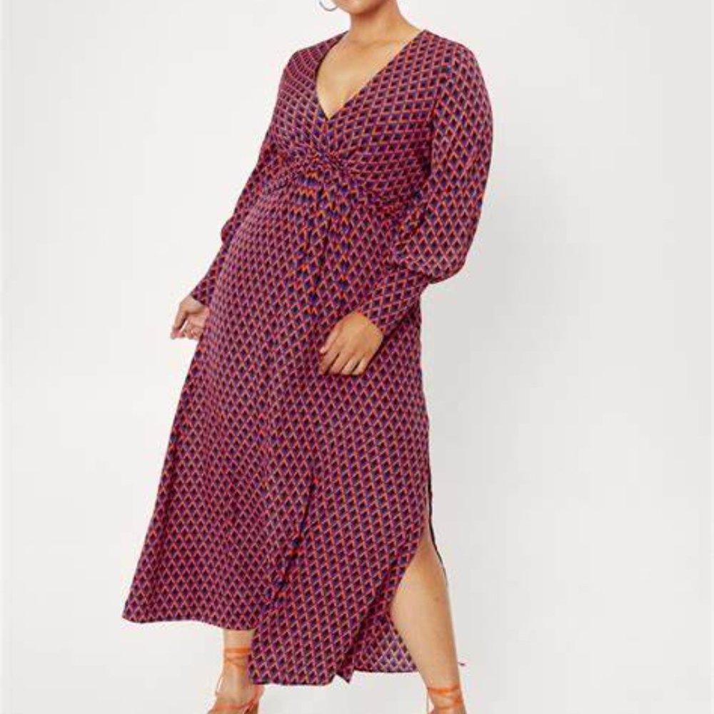 NASTYGAL Plus Size Geo Print Maxi Dress